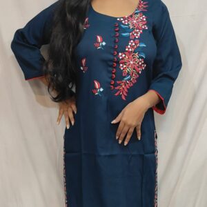 Women’s/Girl’s Cotton Blend Embroidered Kurti