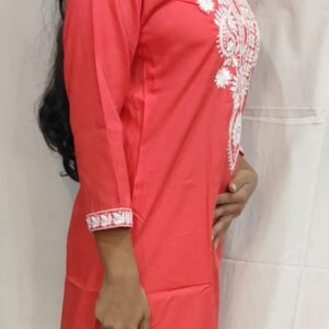 women’s/Girl’s Rayon Blend Straight Cut Embroidered Kurti