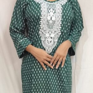 Women’s/Girl’s Rayon Blend Printed Straight Cut Embroidered kurti