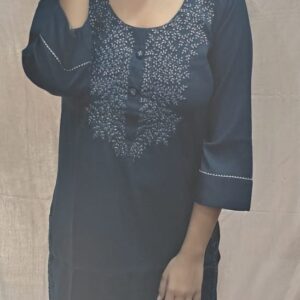 Women’s/Girl’s Cotton Blend Embroidered Straight Cut kurti