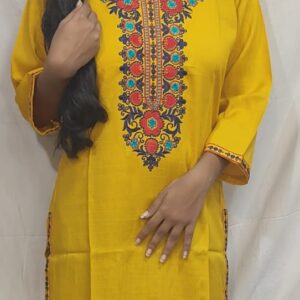 Women’s/Girl’s Cotton Blend Embroidered Straight Cut kurti