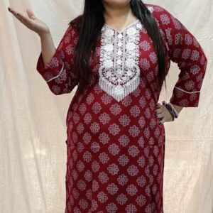 Women’s/Girl’s Straight Cut Embroidered Kurta