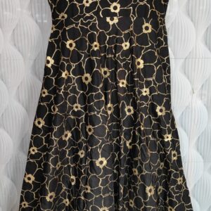 Women’s and Girl’s Black Silk Gold Print Gown