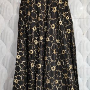 Women’s and Girl’s Black Silk Gold Print Gown