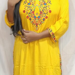 Women’s/Girl’s Rayon Blend  Straight Cut Embroidered Kurti