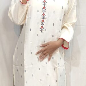 Women’s/Girl’s Cotton Blend Printed Straight Cut embroidered Kurti