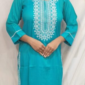 Women’s /Girl’s Cotton Straight Cut Embroidered Kurti