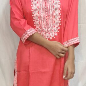 Women’s /Girl’s Cotton Straight Cut Embroidered Kurti