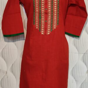 Women’s/Girl’s Cotton Blend Straight Cut Embroidered Kurti