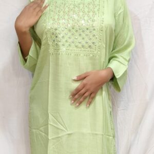 Women’s/Girl’s Cotton Blend Straight Cut Embroidered Kurti