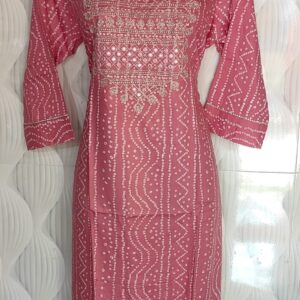 Women’s/Girl’s Cotton Blend Embroidered Straight Cut Kurti