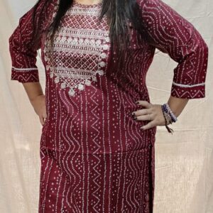 Women’s/Girl’s Cotton Blend Embroidered Straight Cut Kurti