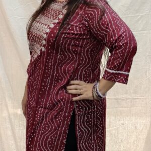 Women’s/Girl’s Cotton Blend Embroidered Straight Cut Kurti