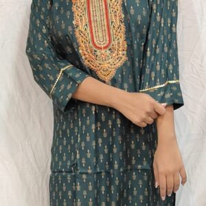 Women’s/Girl’s Cotton Blend Straight Cut Embroidered Kurti